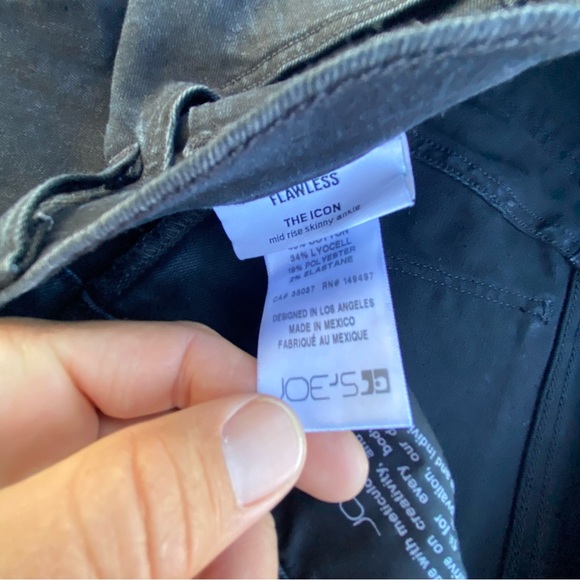 Joes Jeans Flawless the Icon Mid Rise Skinny Ankle Black Denim Jeans size 30 10 - Picture 9 of 15